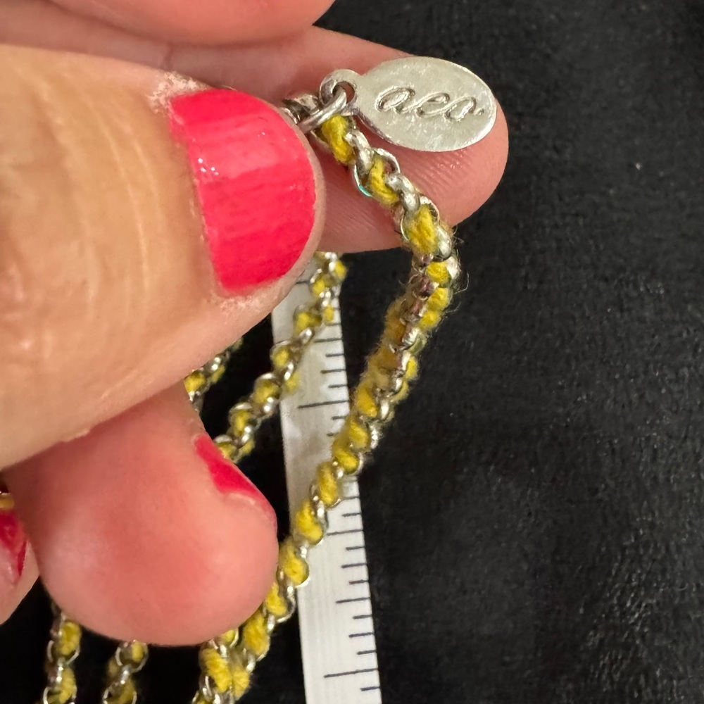AEO Yellow Woven Charm Bracelet with Hearts and Evil Eye Bead - Picture 4 of 4